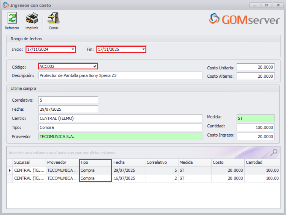 GOMserver Windows Producto Compra