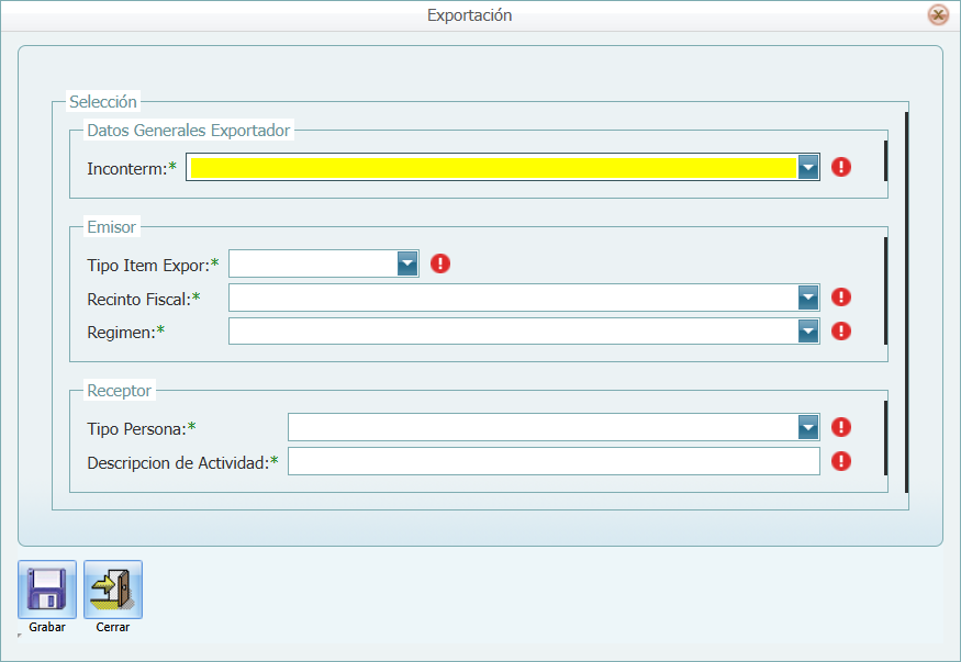 Facturacion Pedido Exportacion Boton Ventana