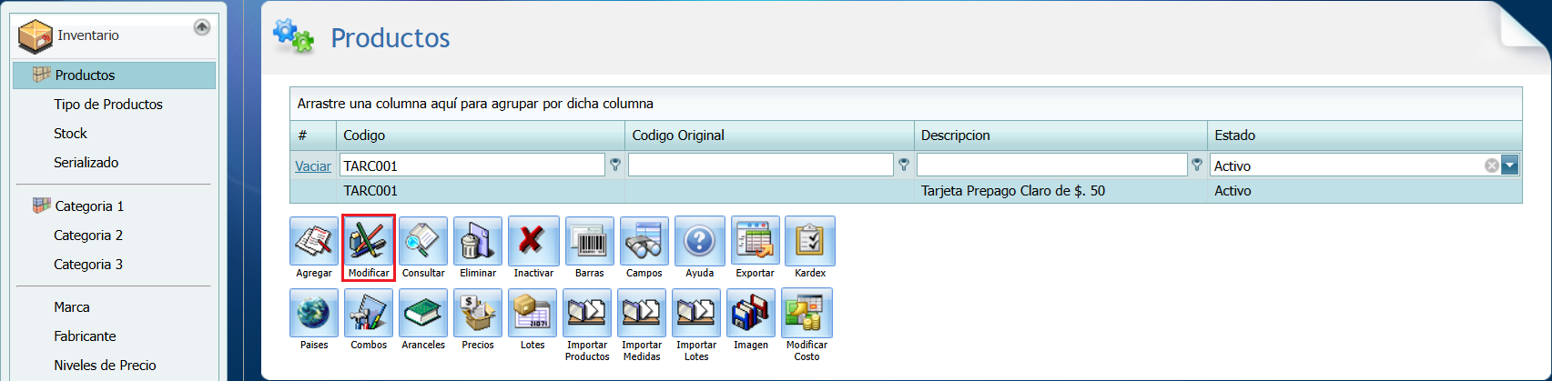 Inventario Inactivar