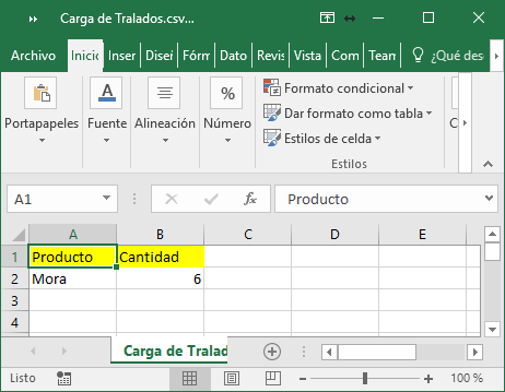 Traslados 4 Excel