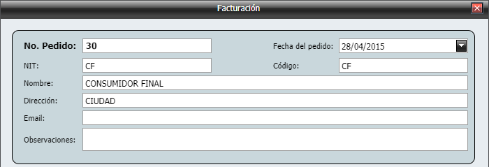 Facturacion Facturar CF