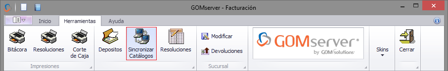 GOMserver POS Sincronizar Catálogos