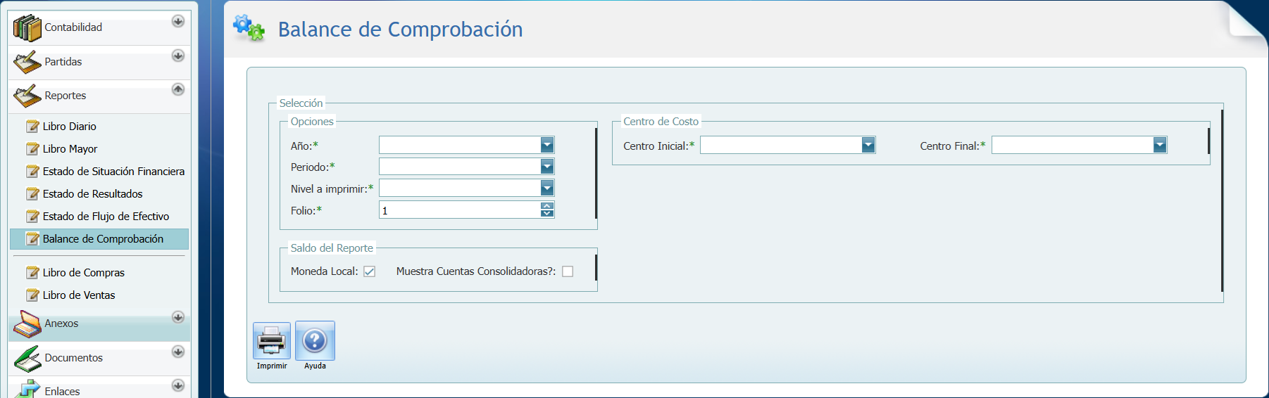 Contabilidad Reportes Balance de Comprobacion SV