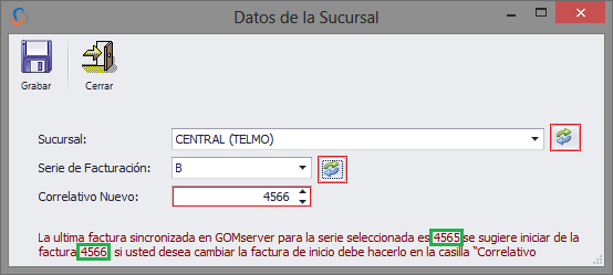 GOMserver POS Datos de la Sucursal