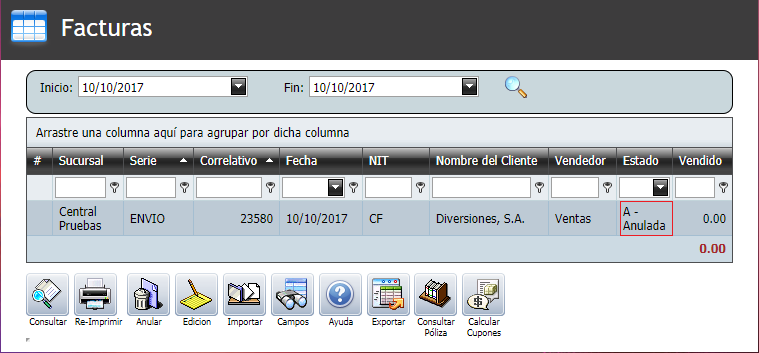Facturacion Anulada