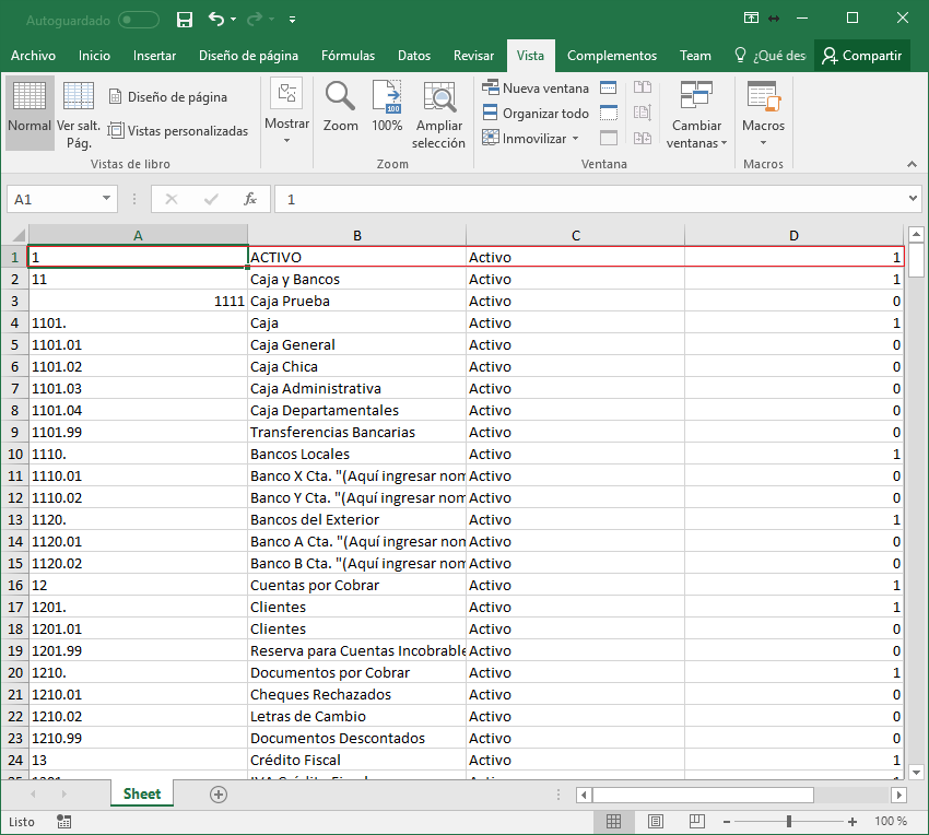 Contabilidad Cuentas Contables Cargar Excel 2