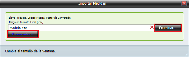 Importar Medida CSV