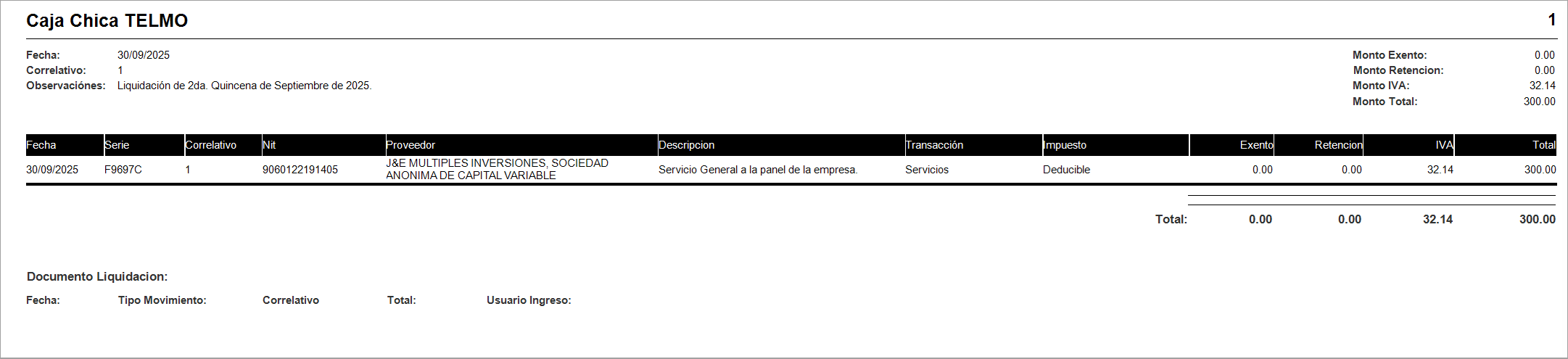 Caja Chica Liquidacion Caja Imprimir