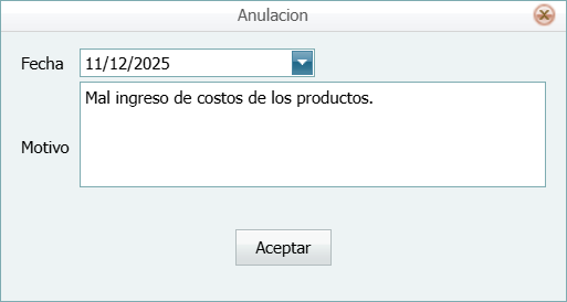 S F Cuentas por Pagar Factura Anular Ventana