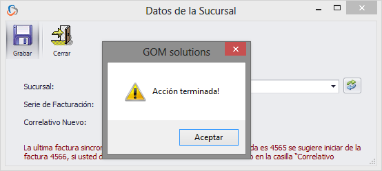 GOMserver POS Accion terminada