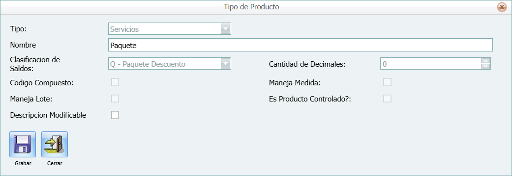 Producto Paquete