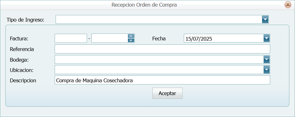 Compra Orden Enviadas a Proveedor Operar