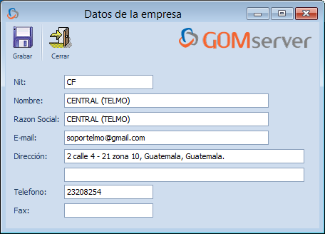 GOM server POS - Dato General Central