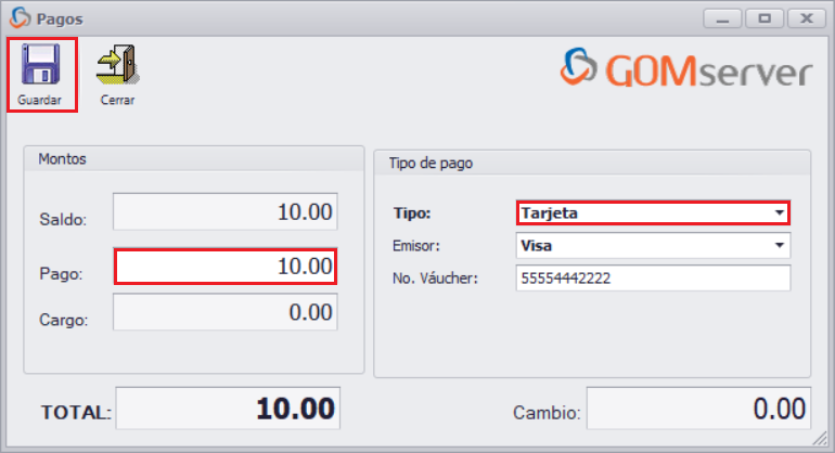 GOM server Pedido Agregar Lote Facturar Factura Cobrar