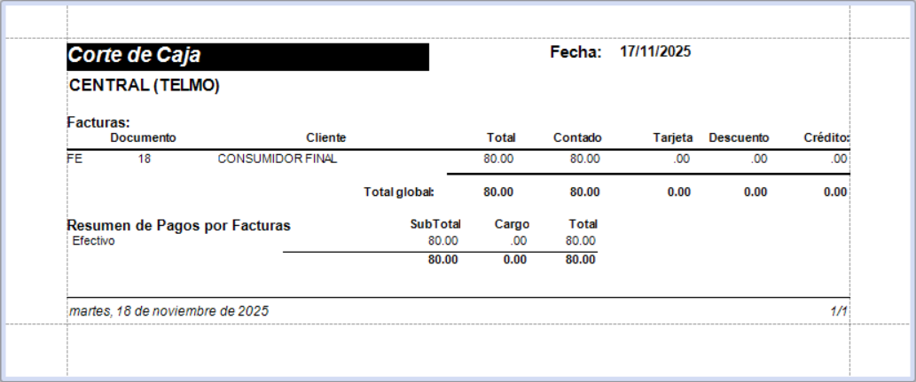 GOMserver Windows Corte Caja General