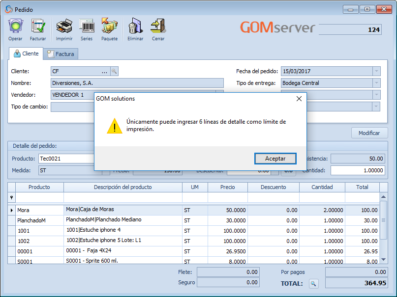 GOM server Config LineasDetalle 6