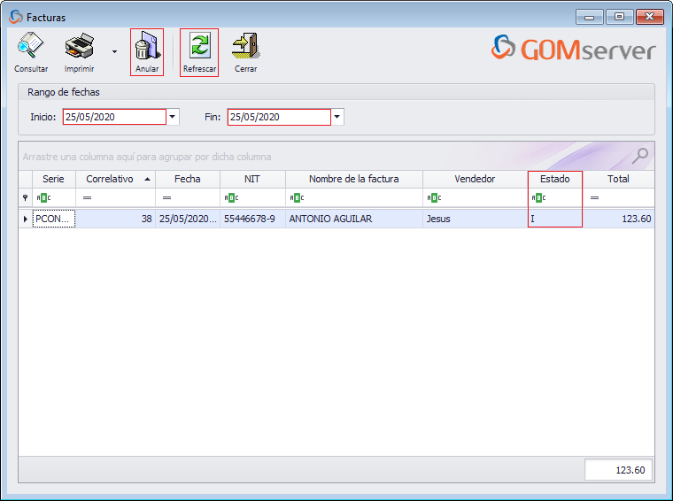 GOM server POS - Factura A