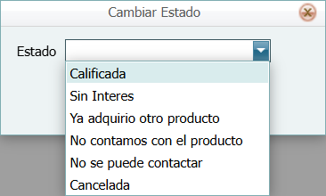 Cuentas por Cobrar Crm Cliente Seguimiento Ventana Cambiar Estado