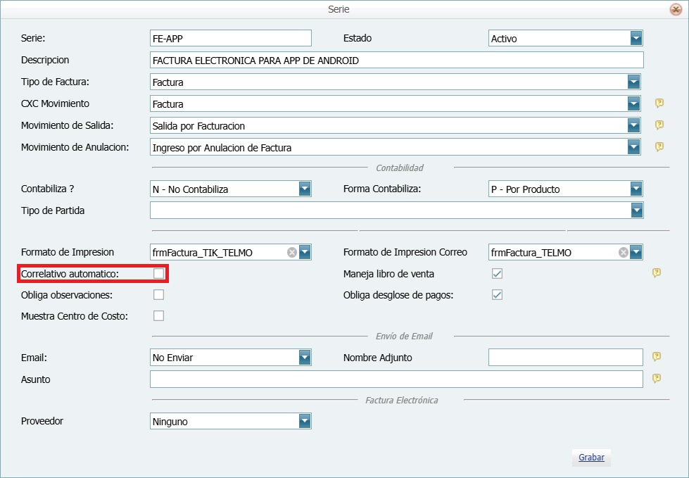 GOMserver App Facturacion Serie