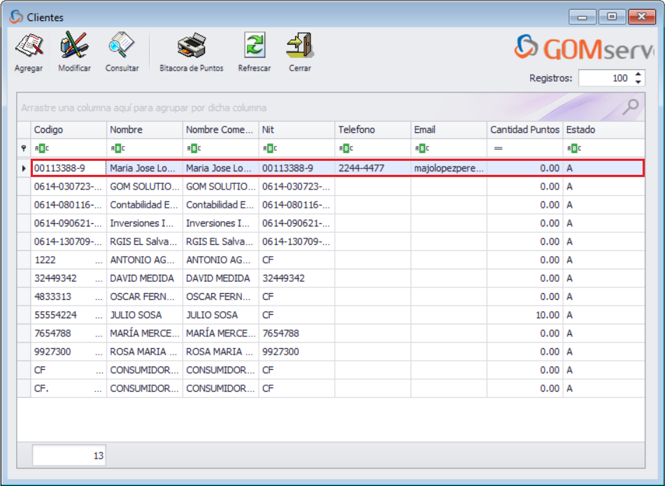 GOMserver Windows Clientes Nuevos Creado