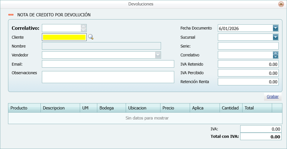 Facturacion Devolucion Nueva SV