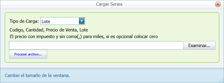 Facturacion Pedido Importar Boton Lote