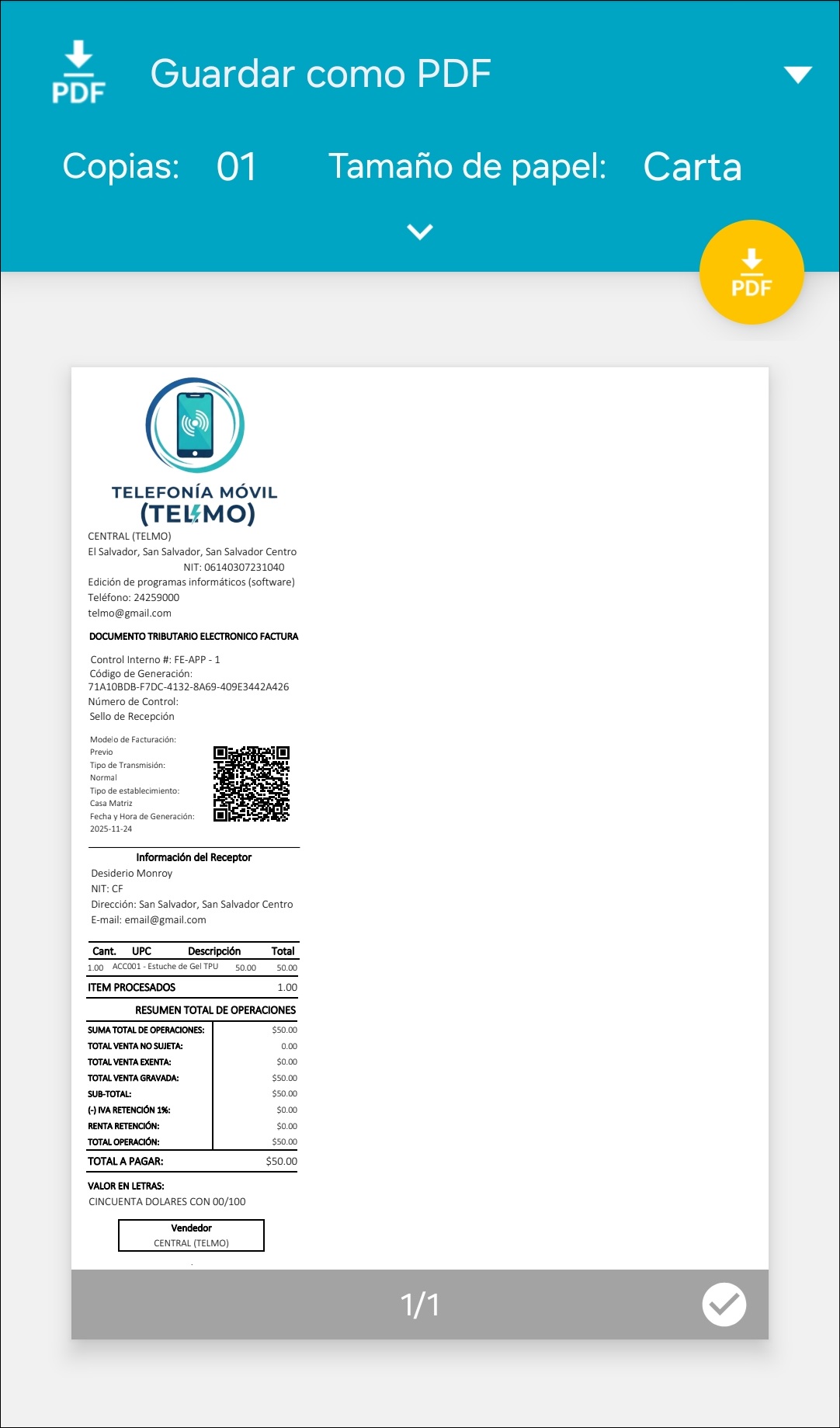 GOMserver App Pedidos Totales Botones Imprimir